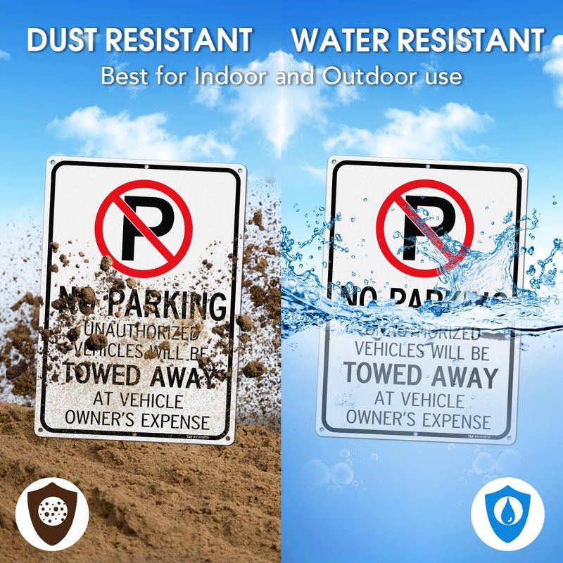 TR No Parking Sign- Unauthorized Vehicles Towed Away At Vehicle Owner's Expense Sign - 2 Pack - 14"x10" .040 Rust Free Heavy Aluminum, Reflective, Waterproof, Weatherproof and Fade Resistant, 6 - Image 4